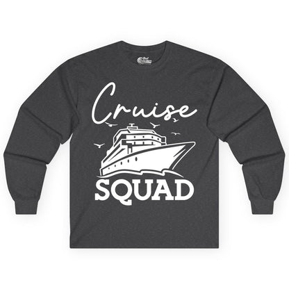 Cruise Squad Shirt - Group Cruise Shirts for Family Vacations (Long Sleeve) in Dark Heather - Cruise Squad Group Travel Shirt Bold Ship Family Friends Tee