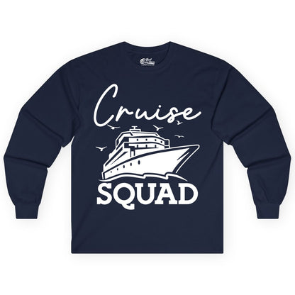 Cruise Squad Shirt - Group Cruise Shirts for Family Vacations (Long Sleeve) in Navy - Cruise Squad Group Travel Shirt Bold Ship Family Friends Tee