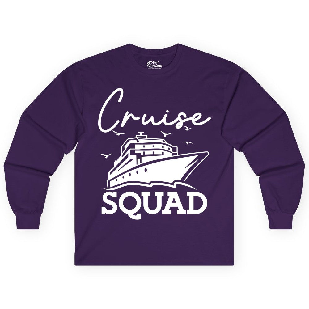 Cruise Squad Shirt - Group Cruise Shirts for Family Vacations (Long Sleeve) in Purple - Cruise Squad Group Travel Shirt Bold Ship Family Friends Tee