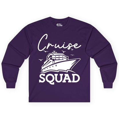 Cruise Squad Shirt - Group Cruise Shirts for Family Vacations (Long Sleeve) in Purple - Cruise Squad Group Travel Shirt Bold Ship Family Friends Tee
