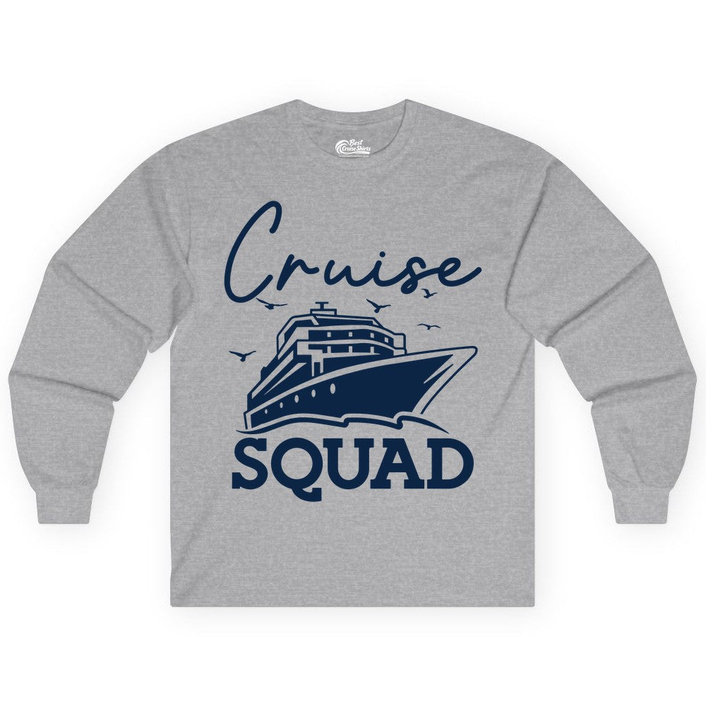 Cruise Squad Shirt - Group Cruise Shirts for Family Vacations (Long Sleeve) in Sport Grey - Cruise Squad Group Travel Shirt Bold Ship Family Friends Tee
