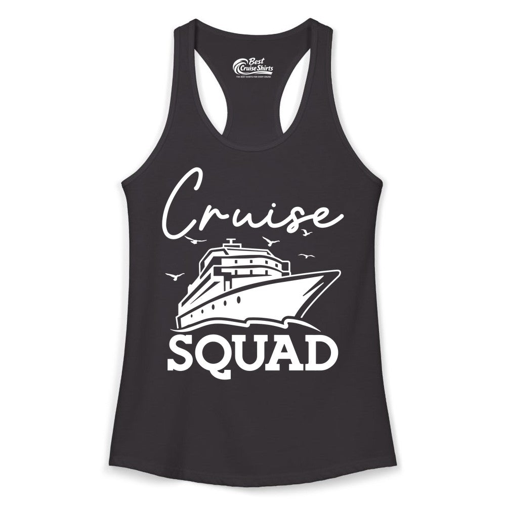 Cruise Squad Shirt - Group Cruise Shirts for Family Vacations (Ladies Tank) in Black - Cruise Squad Group Travel Shirt Bold Ship Family Friends Tee