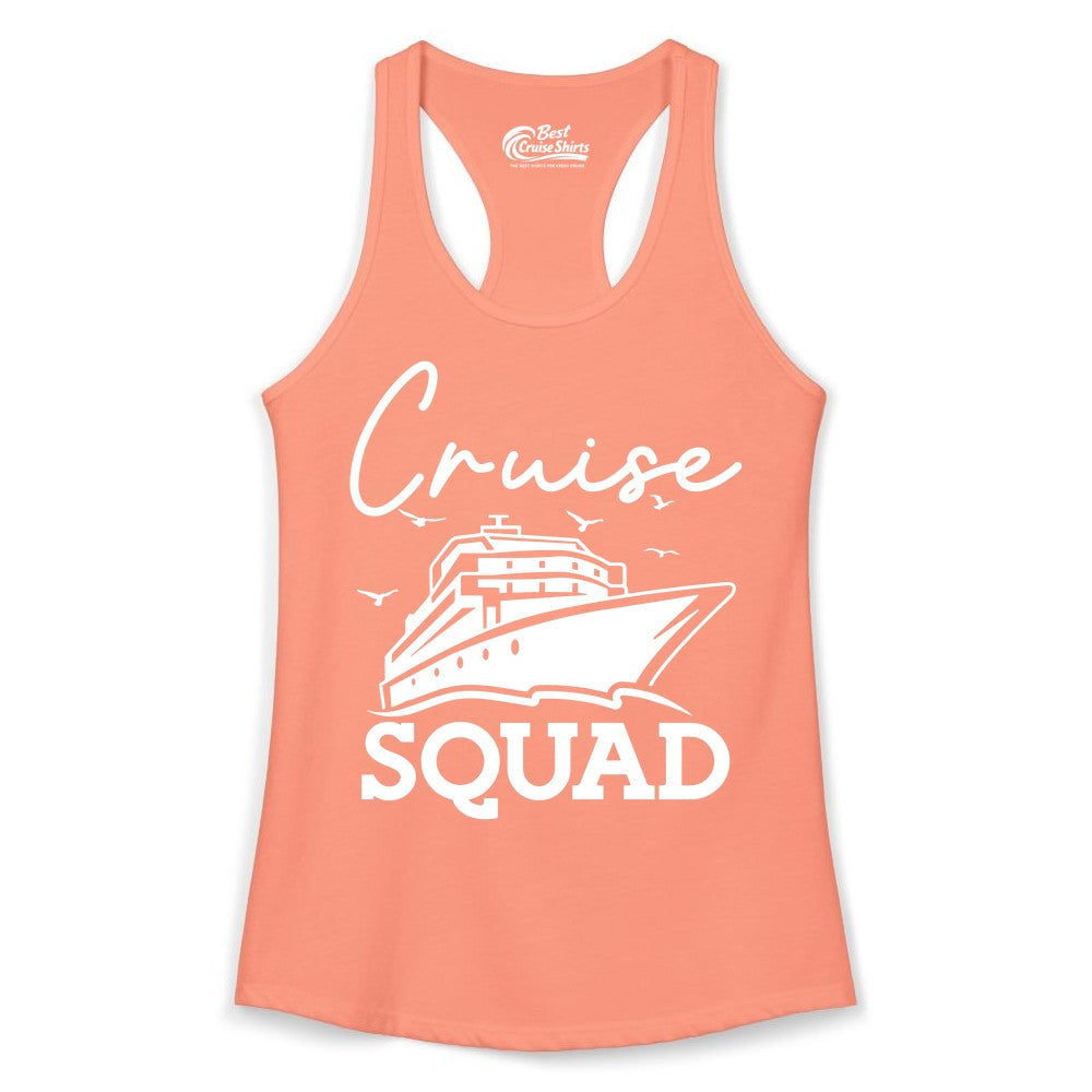 Cruise Squad Shirt - Group Cruise Shirts for Family Vacations (Ladies Tank) in Solid Light Orange - Cruise Squad Group Travel Shirt Bold Ship Family Friends Tee