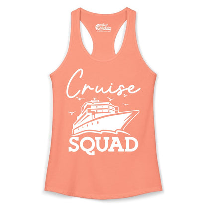 Cruise Squad Shirt - Group Cruise Shirts for Family Vacations (Ladies Tank) in Solid Light Orange - Cruise Squad Group Travel Shirt Bold Ship Family Friends Tee