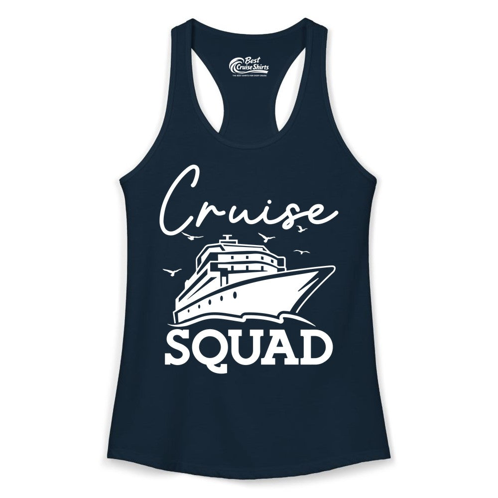 Cruise Squad Shirt - Group Cruise Shirts for Family Vacations (Ladies Tank) in Solid Midnight Navy - Cruise Squad Group Travel Shirt Bold Ship Family Friends Tee