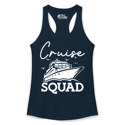 Cruise Squad Shirt - Group Cruise Shirts for Family Vacations (Ladies Tank) in Solid Midnight Navy - Cruise Squad Group Travel Shirt Bold Ship Family Friends Tee