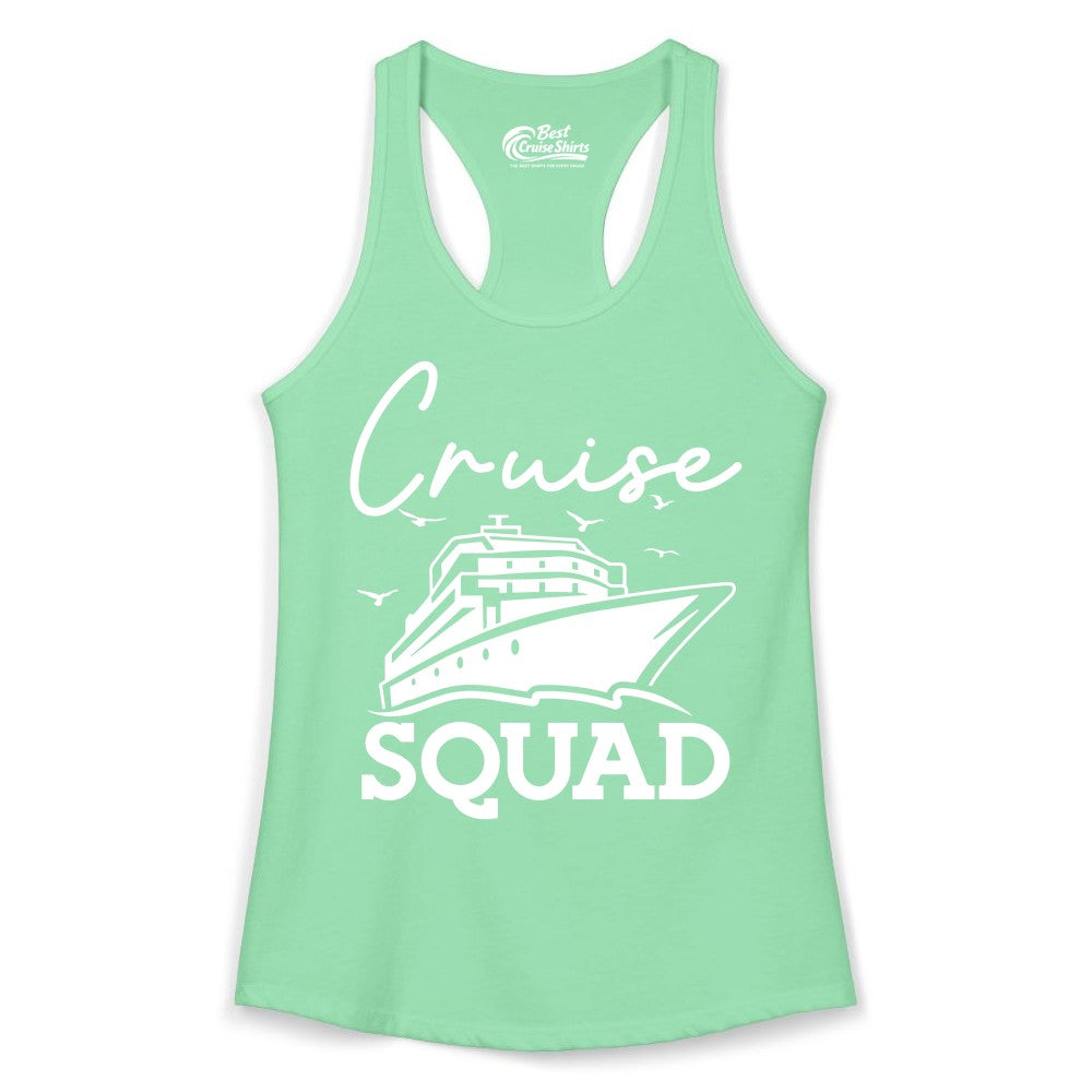 Cruise Squad Shirt - Group Cruise Shirts for Family Vacations (Ladies Tank) in Solid Mint - Cruise Squad Group Travel Shirt Bold Ship Family Friends Tee