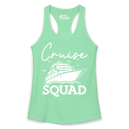 Cruise Squad Shirt - Group Cruise Shirts for Family Vacations (Ladies Tank) in Solid Mint - Cruise Squad Group Travel Shirt Bold Ship Family Friends Tee