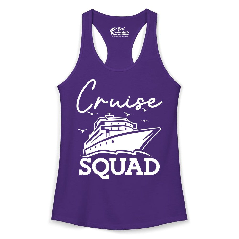 Cruise Squad Shirt - Group Cruise Shirts for Family Vacations (Ladies Tank) in Solid Purple Rush - Cruise Squad Group Travel Shirt Bold Ship Family Friends Tee
