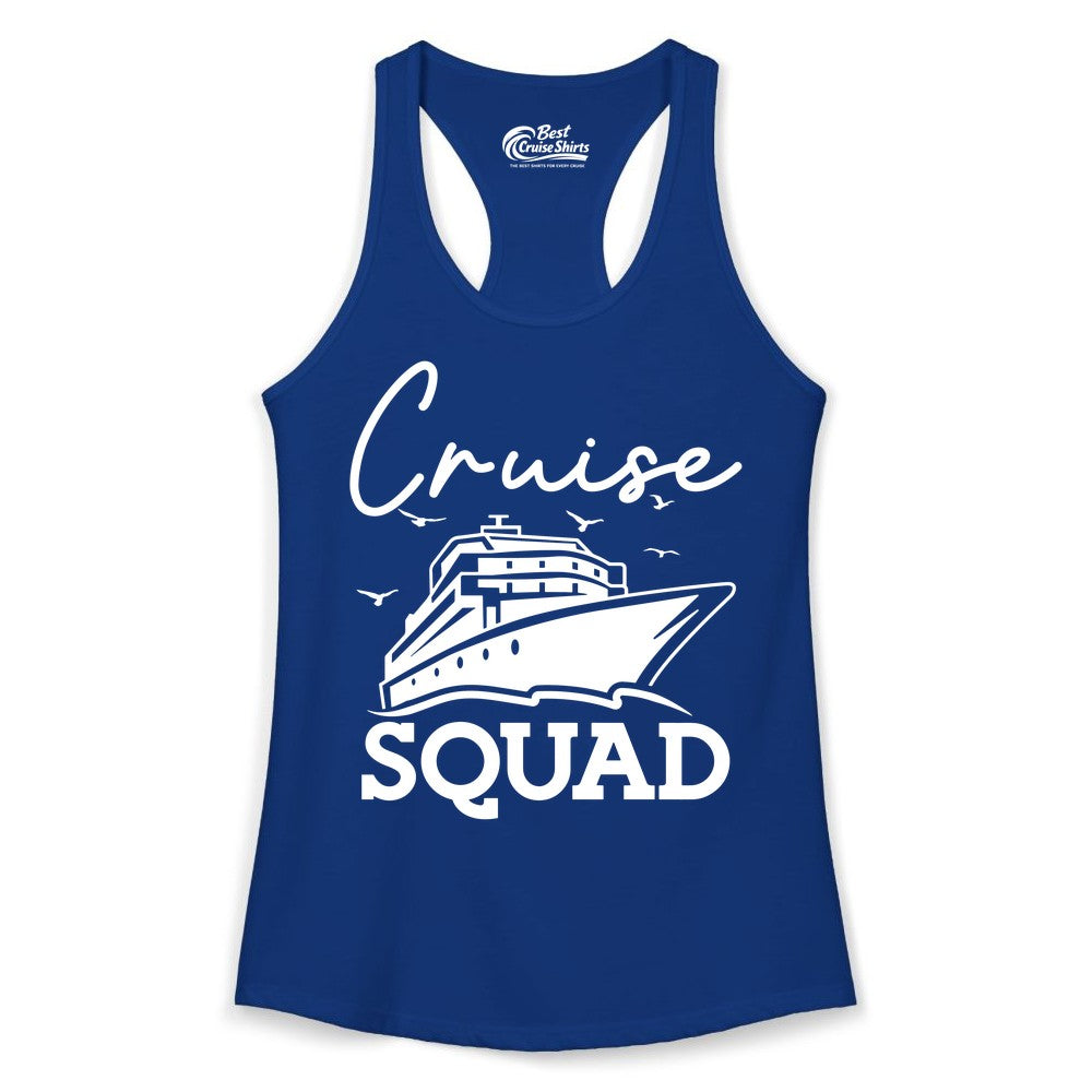 Cruise Squad Shirt - Group Cruise Shirts for Family Vacations (Ladies Tank) in Solid Royal - Cruise Squad Group Travel Shirt Bold Ship Family Friends Tee