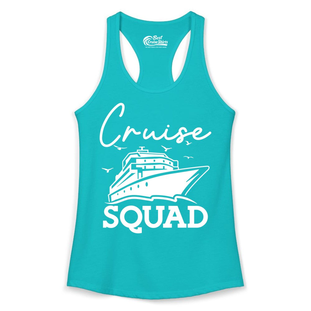 Cruise Squad Shirt - Group Cruise Shirts for Family Vacations (Ladies Tank) in Tahiti Blue - Cruise Squad Group Travel Shirt Bold Ship Family Friends Tee