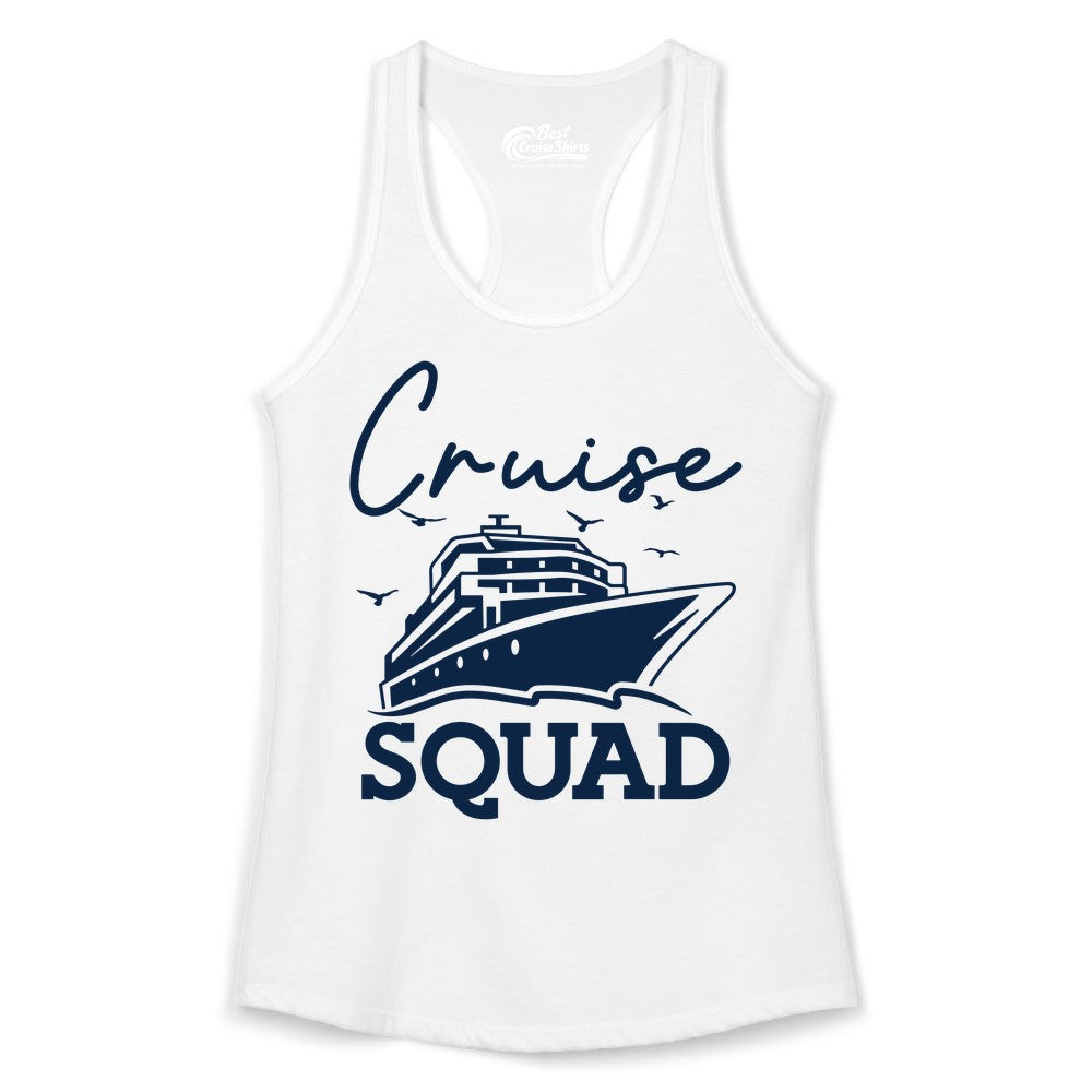 Cruise Squad Shirt - Group Cruise Shirts for Family Vacations (Ladies Tank) in White - Cruise Squad Group Travel Shirt Bold Ship Family Friends Tee