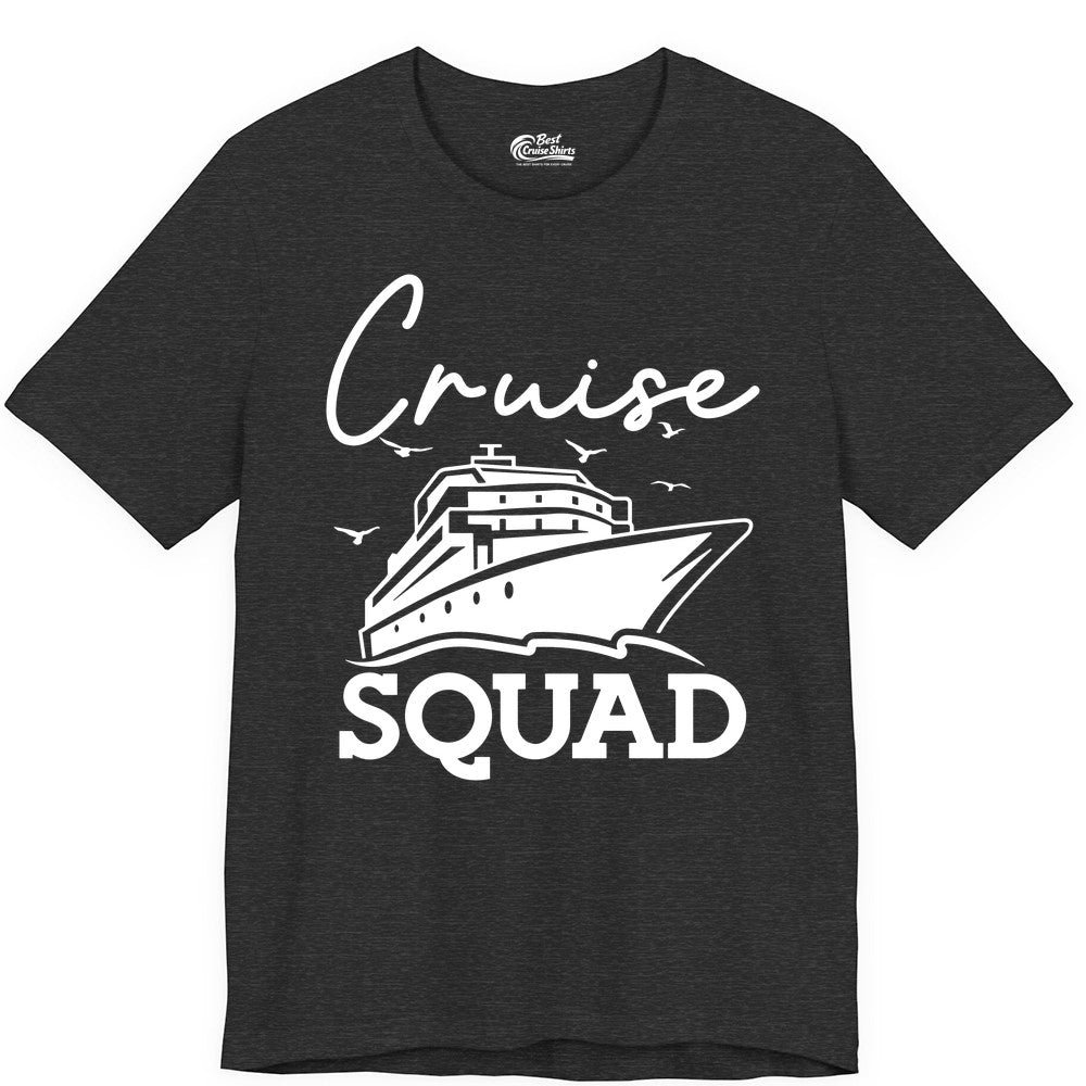 Cruise Squad Shirt - Group Cruise Shirts for Family Vacations (Premium Tee) in Dark Grey Heather - Cruise Squad Group Travel Shirt Bold Ship Family Friends Tee