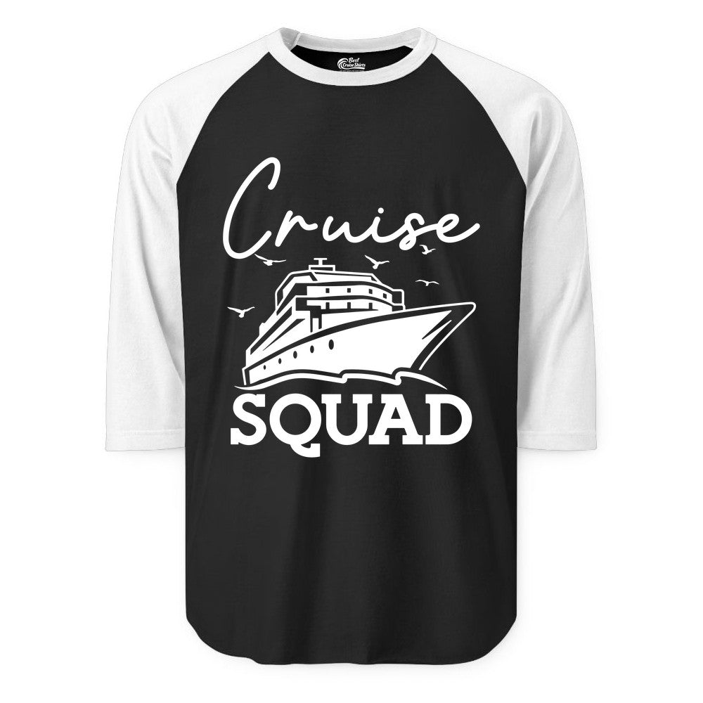 Cruise Squad Shirt - Group Cruise Shirts for Family Vacations (Raglan) in BlackWhite - Cruise Squad Group Travel Shirt Bold Ship Family Friends Tee