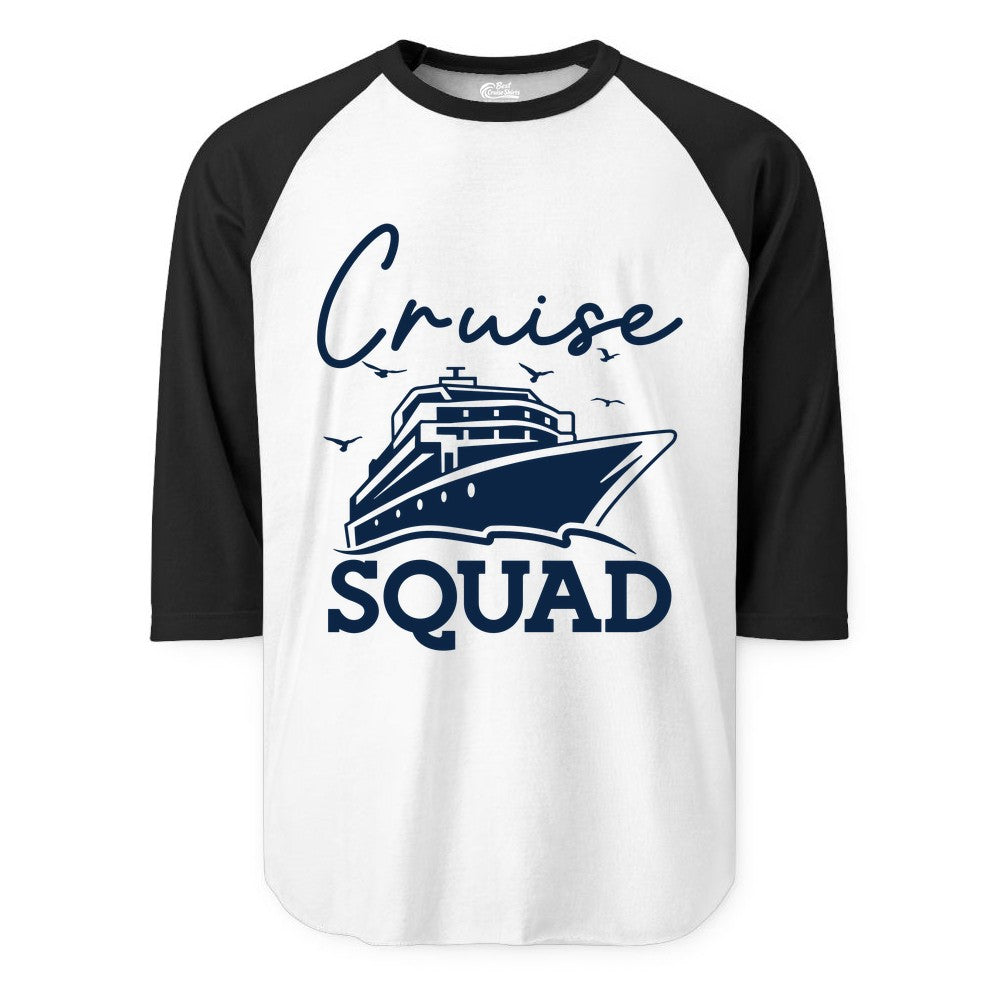 Cruise Squad Shirt - Group Cruise Shirts for Family Vacations (Raglan) in WhiteBlack - Cruise Squad Group Travel Shirt Bold Ship Family Friends Tee