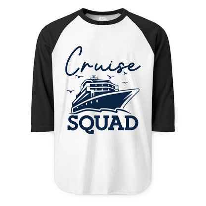 Cruise Squad Shirt - Group Cruise Shirts for Family Vacations (Raglan) in WhiteBlack - Cruise Squad Group Travel Shirt Bold Ship Family Friends Tee