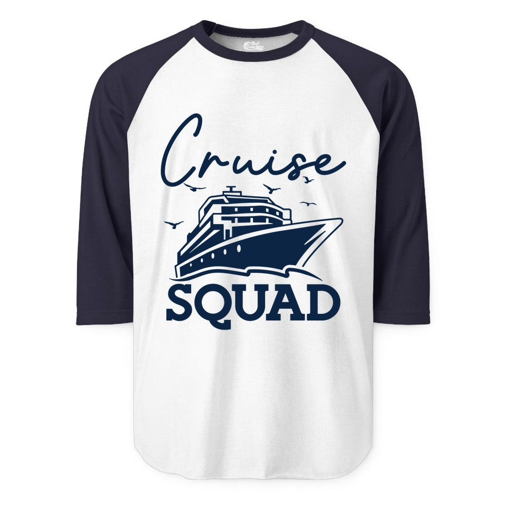 Cruise Squad Shirt - Group Cruise Shirts for Family Vacations (Raglan) in WhiteNavy - Cruise Squad Group Travel Shirt Bold Ship Family Friends Tee