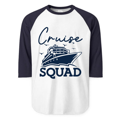 Cruise Squad Shirt - Group Cruise Shirts for Family Vacations (Raglan) in WhiteNavy - Cruise Squad Group Travel Shirt Bold Ship Family Friends Tee