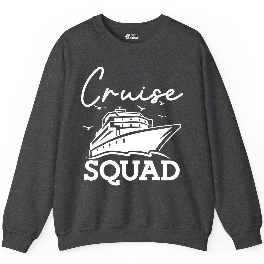 Cruise Squad Shirt - Group Cruise Shirts for Family Vacations (Sweatshirt) in Dark Heather - Cruise Squad Group Travel Shirt Bold Ship Family Friends Tee