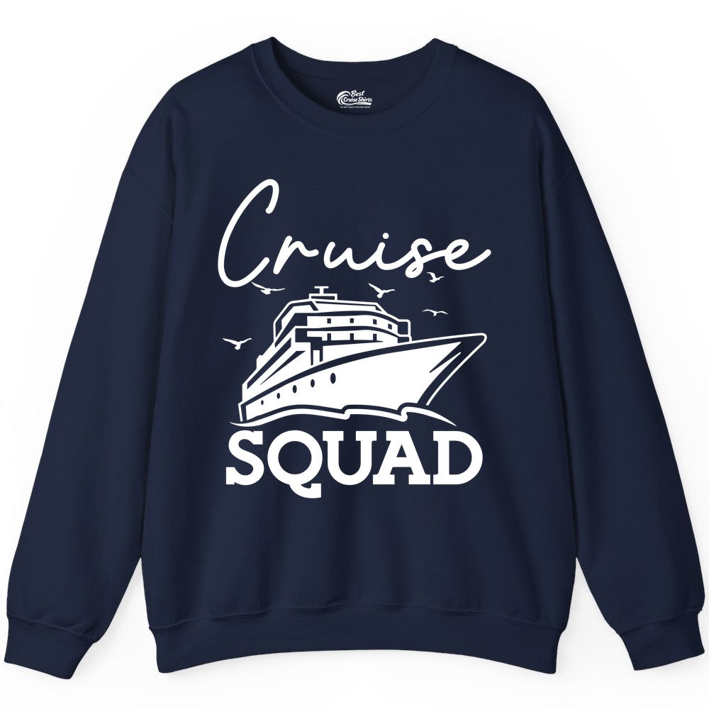 Cruise Squad Shirt - Group Cruise Shirts for Family Vacations (Sweatshirt) in Navy - Cruise Squad Group Travel Shirt Bold Ship Family Friends Tee