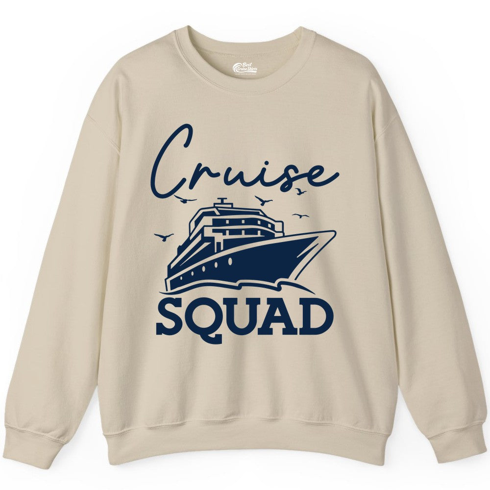Cruise Squad Shirt - Group Cruise Shirts for Family Vacations (Sweatshirt) in Sand - Cruise Squad Group Travel Shirt Bold Ship Family Friends Tee
