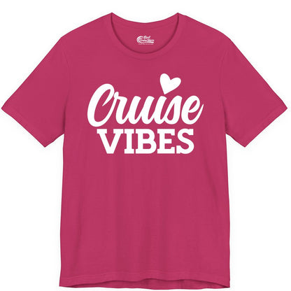 Cruise Vibes Shirt - Fun Cruise Vacation Apparel with Heart Design (Premium Tee) in Berry - Cruise Vibes Shirt - Bold Script Font With Heart Motif Vacation Style
