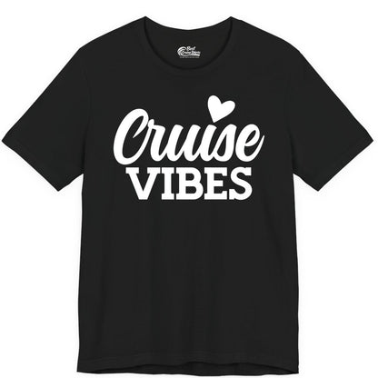 Cruise Vibes Shirt - Fun Cruise Vacation Apparel with Heart Design (Premium Tee) in Black - Cruise Vibes Shirt - Bold Script Font With Heart Motif Vacation Style