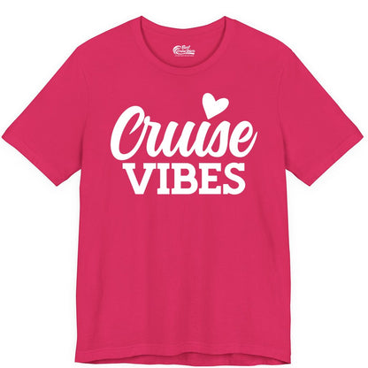 Cruise Vibes Shirt - Fun Cruise Vacation Apparel with Heart Design (Premium Tee) in Fuchsia - Cruise Vibes Shirt - Bold Script Font With Heart Motif Vacation Style