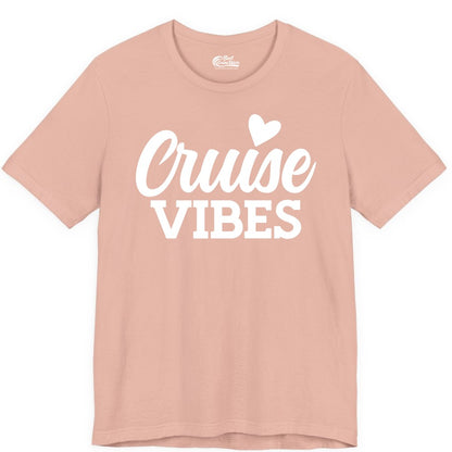 Cruise Vibes Shirt - Fun Cruise Vacation Apparel with Heart Design (Premium Tee) in Peach - Cruise Vibes Shirt - Bold Script Font With Heart Motif Vacation Style