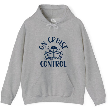 On Cruise Control Shirt - Funny Cruise Vacation Nautical Boat Tee (Hoodie) in Sport Grey - On Cruise Control Nautical Humor Shirt with Bold Ship and Waves