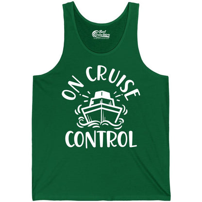 On Cruise Control Shirt - Funny Cruise Vacation Nautical Boat Tee (Tank Top) in Kelly - On Cruise Control Nautical Humor Shirt with Bold Ship and Waves