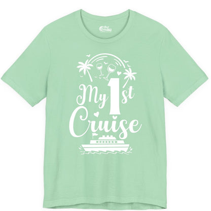 My First Cruise Shirt - Tropical Cruise Vacation Party Apparel (Premium Tee) in Mint - My First Cruise Shirt - Palm Trees Wine Glasses Tropical Party Design