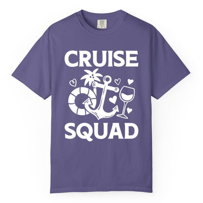 Cruise Squad Shirt - Funny Cruise Group Shirt for Vacation Parties (Comfort Color) in Grape - Cruise Squad Shirt - Fun Nautical Anchor Wine Glass Group Party Tee