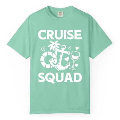 Cruise Squad Shirt - Funny Cruise Group Shirt for Vacation Parties (Comfort Color) in Island Reef - Cruise Squad Shirt - Fun Nautical Anchor Wine Glass Group Party Tee