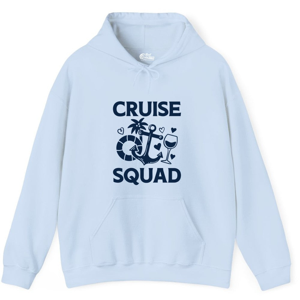 Cruise Squad Shirt - Funny Cruise Group Shirt for Vacation Parties (Hoodie) in Light Blue - Cruise Squad Shirt - Fun Nautical Anchor Wine Glass Group Party Tee