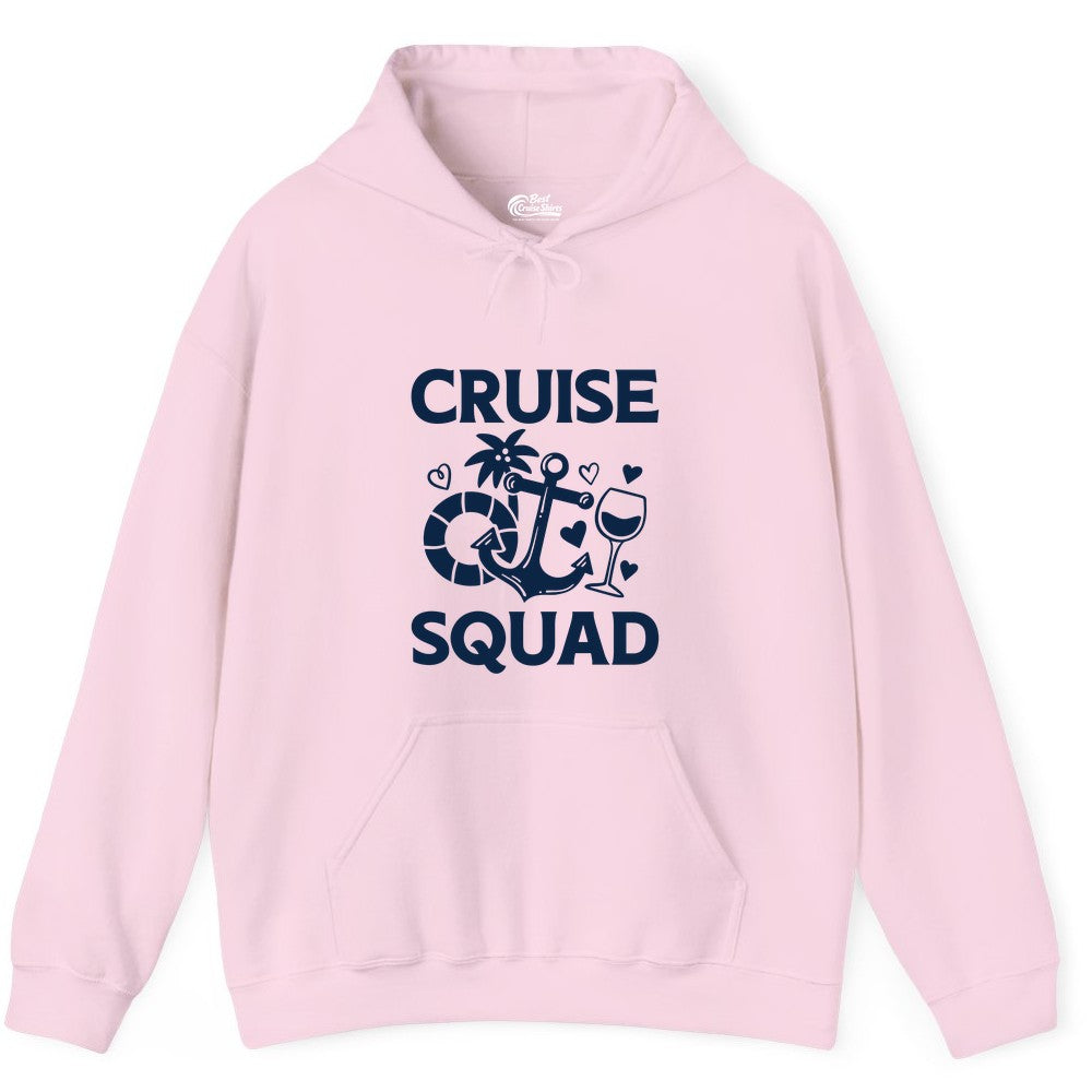 Cruise Squad Shirt - Funny Cruise Group Shirt for Vacation Parties (Hoodie) in Light Pink - Cruise Squad Shirt - Fun Nautical Anchor Wine Glass Group Party Tee