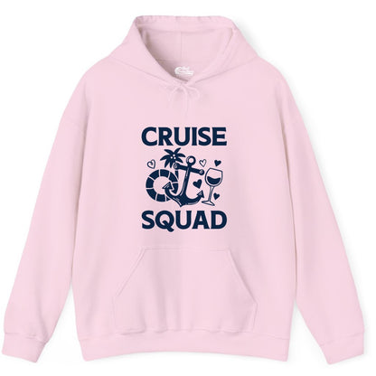 Cruise Squad Shirt - Funny Cruise Group Shirt for Vacation Parties (Hoodie) in Light Pink - Cruise Squad Shirt - Fun Nautical Anchor Wine Glass Group Party Tee