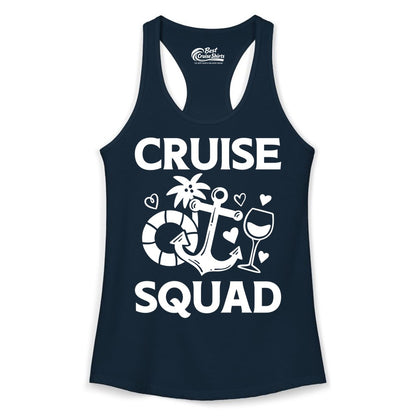 Cruise Squad Shirt - Funny Cruise Group Shirt for Vacation Parties (Ladies Tank) in Solid Midnight Navy - Cruise Squad Shirt - Fun Nautical Anchor Wine Glass Group Party Tee