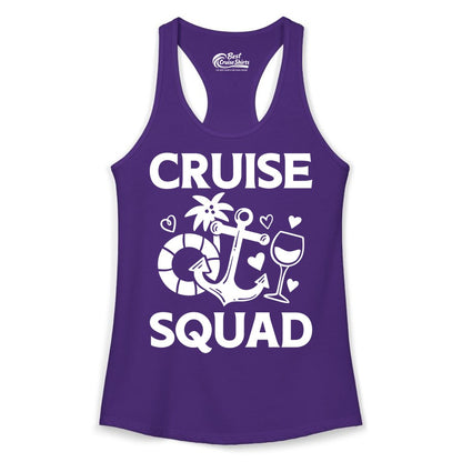 Cruise Squad Shirt - Funny Cruise Group Shirt for Vacation Parties (Ladies Tank) in Solid Purple Rush - Cruise Squad Shirt - Fun Nautical Anchor Wine Glass Group Party Tee
