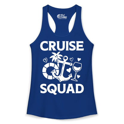 Cruise Squad Shirt - Funny Cruise Group Shirt for Vacation Parties (Ladies Tank) in Solid Royal - Cruise Squad Shirt - Fun Nautical Anchor Wine Glass Group Party Tee