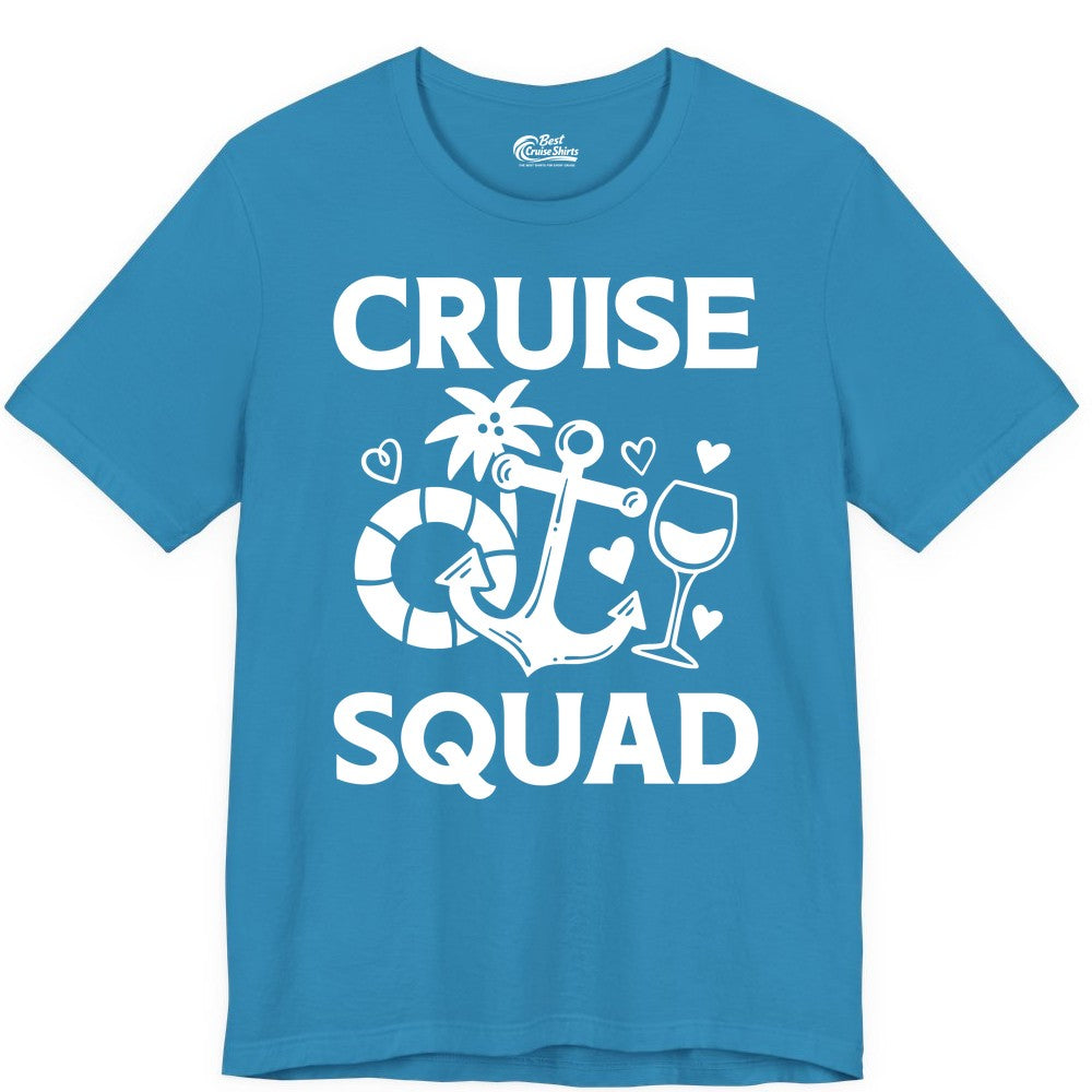 Cruise Squad Shirt - Funny Cruise Group Shirt for Vacation Parties (Premium Tee) in Aqua - Cruise Squad Shirt - Fun Nautical Anchor Wine Glass Group Party Tee