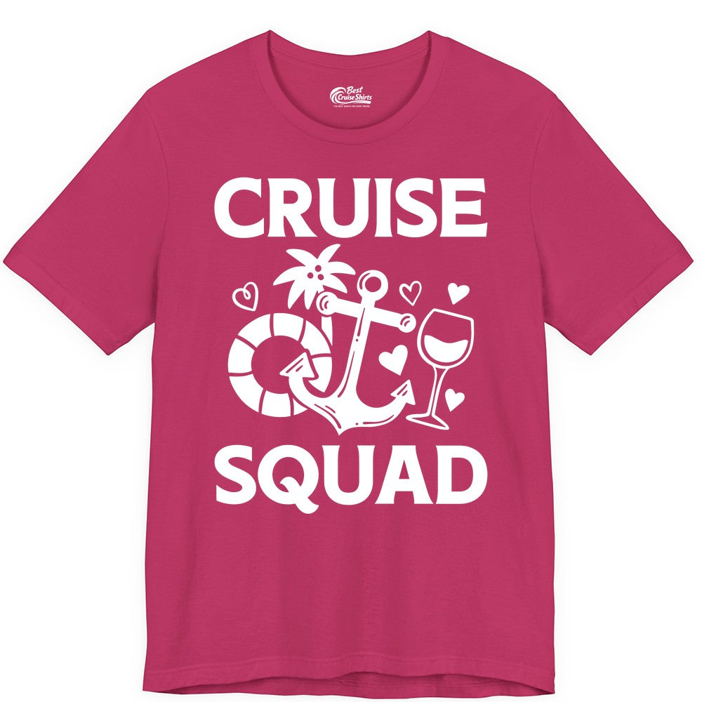 Cruise Squad Shirt - Funny Cruise Group Shirt for Vacation Parties (Premium Tee) in Berry - Cruise Squad Shirt - Fun Nautical Anchor Wine Glass Group Party Tee
