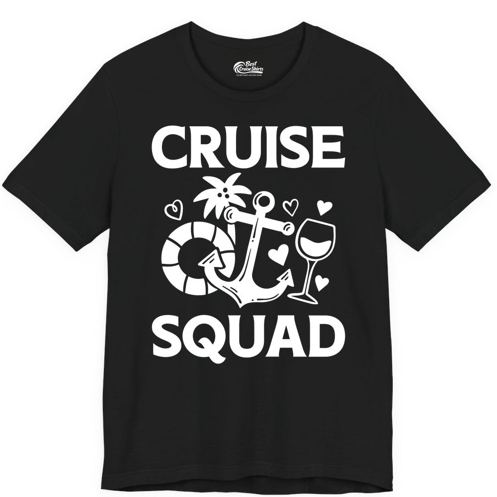 Cruise Squad Shirt - Funny Cruise Group Shirt for Vacation Parties (Premium Tee) in Black - Cruise Squad Shirt - Fun Nautical Anchor Wine Glass Group Party Tee