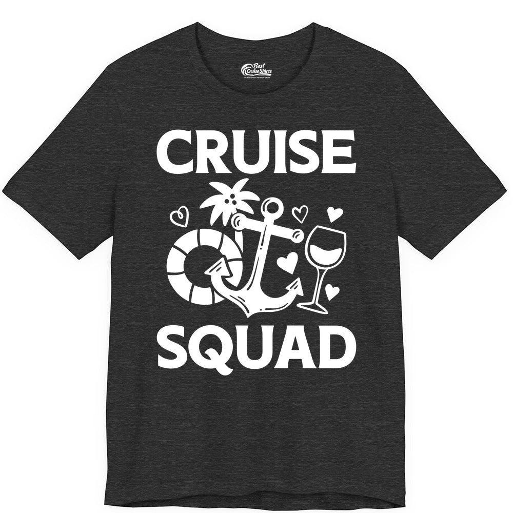 Cruise Squad Shirt - Funny Cruise Group Shirt for Vacation Parties (Premium Tee) in Dark Grey Heather - Cruise Squad Shirt - Fun Nautical Anchor Wine Glass Group Party Tee