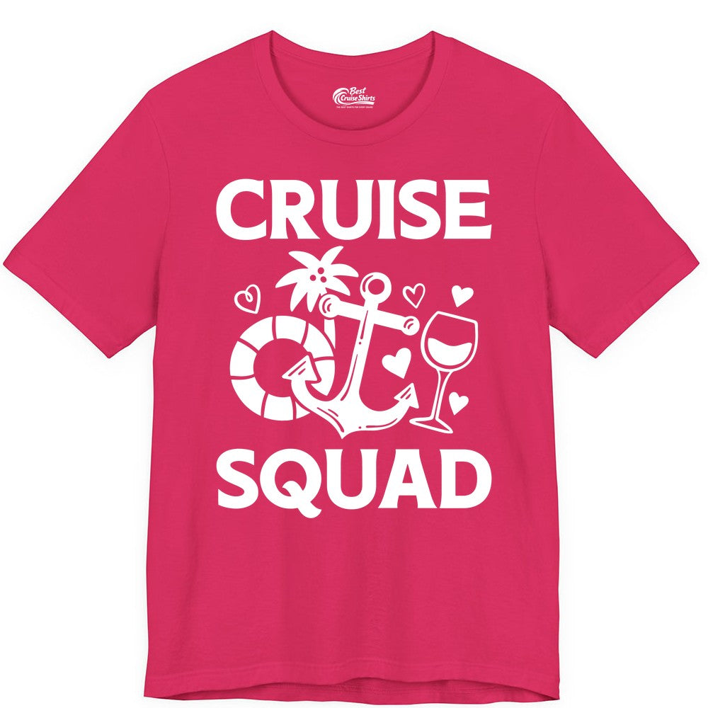 Cruise Squad Shirt - Funny Cruise Group Shirt for Vacation Parties (Premium Tee) in Fuchsia - Cruise Squad Shirt - Fun Nautical Anchor Wine Glass Group Party Tee