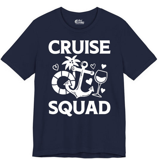 Cruise Squad Shirt - Funny Cruise Group Shirt for Vacation Parties (Premium Tee) in Navy - Cruise Squad Shirt - Fun Nautical Anchor Wine Glass Group Party Tee