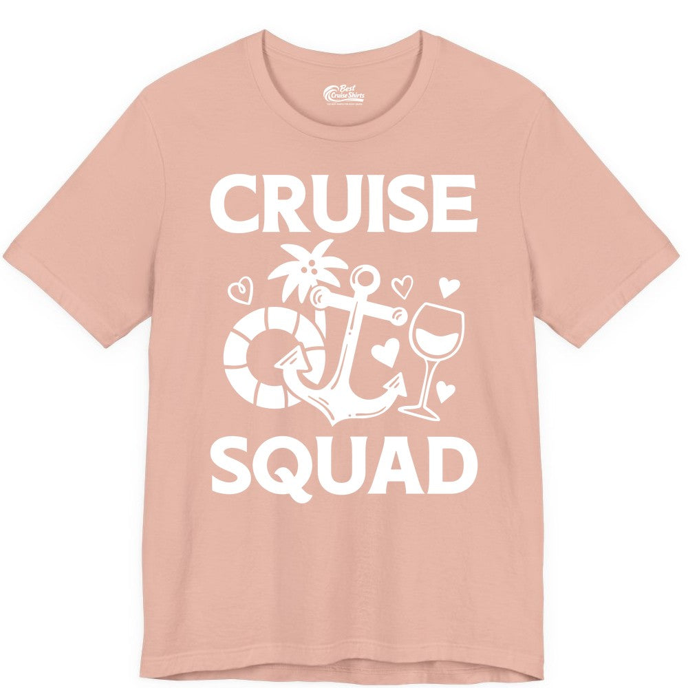 Cruise Squad Shirt - Funny Cruise Group Shirt for Vacation Parties (Premium Tee) in Peach - Cruise Squad Shirt - Fun Nautical Anchor Wine Glass Group Party Tee
