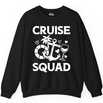 Cruise Squad Shirt - Funny Cruise Group Shirt for Vacation Parties (Sweatshirt) in Black - Cruise Squad Shirt - Fun Nautical Anchor Wine Glass Group Party Tee