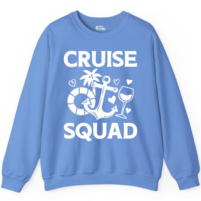 Cruise Squad Shirt - Funny Cruise Group Shirt for Vacation Parties (Sweatshirt) in Carolina Blue - Cruise Squad Shirt - Fun Nautical Anchor Wine Glass Group Party Tee