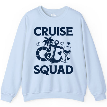 Cruise Squad Shirt - Funny Cruise Group Shirt for Vacation Parties (Sweatshirt) in Light Blue - Cruise Squad Shirt - Fun Nautical Anchor Wine Glass Group Party Tee